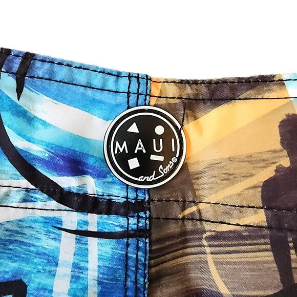 Vintage‎ Maui & Sons Board Shorts Men Size 36W x 22L Drawstring Cargo Pocket - Picture 4 of 7